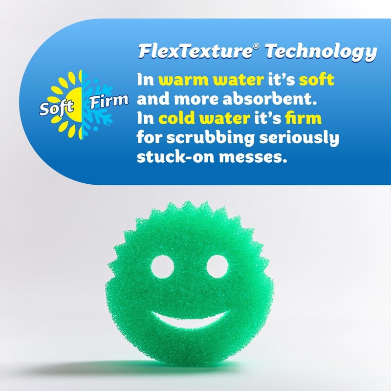 Scrub Daddy 6 إسفنجات مطبخ و 1 حامل إسفنجات دادي - خالي من BPA ومصنوع من رغوة البوليمر - مقاوم للبقع والروائح، أدوات تنظيف متعددة الاستخدامات خالية من الخدوش - Image 3